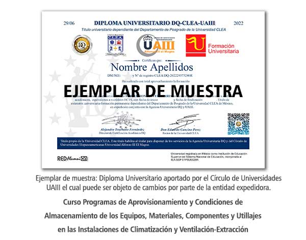 Diploma Universitario Programas de Aprovisionamiento y Condiciones de Almacenamiento Formación Universitaria