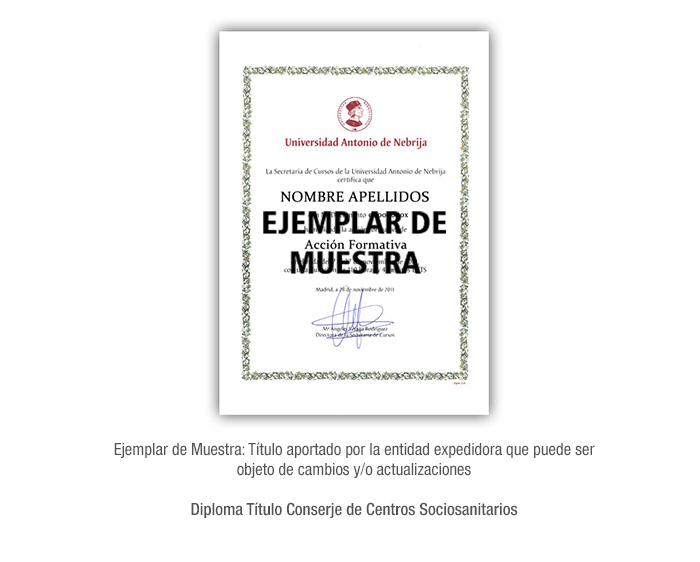 Diploma Título Conserje de Centros Sociosanitarios formacion universitaria