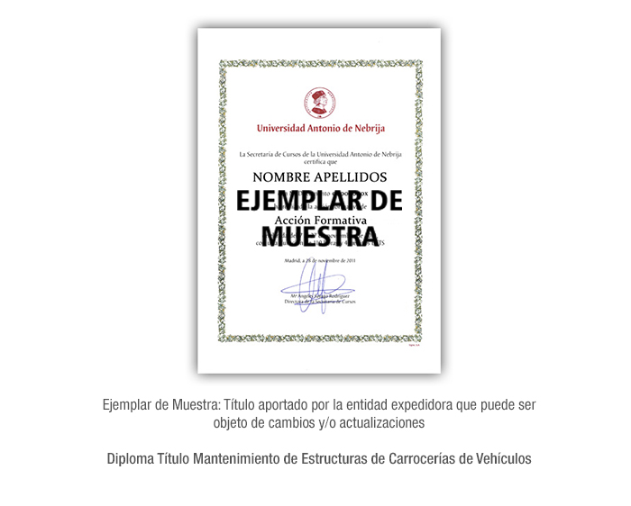 Diploma Título Mantenimiento de Estructuras de Carrocerías de Vehículos formacion universitaria
