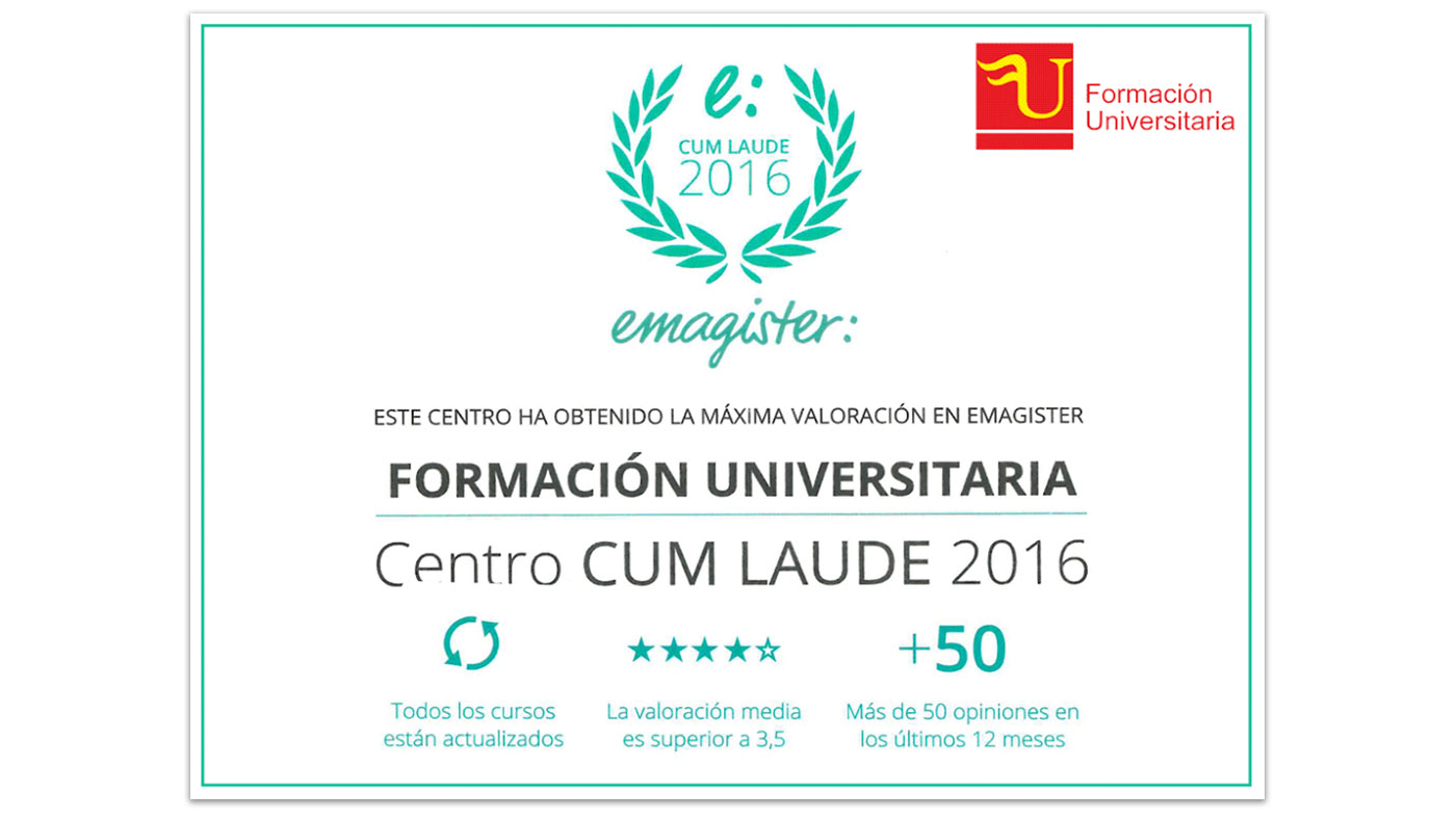 Diploma Premio cum laude 2016 Formación Universitaria de Emagister