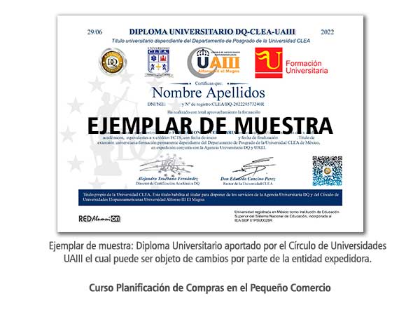 Diploma Universitario Planificación de Compras en el Pequeño Comercio Formación Universitaria