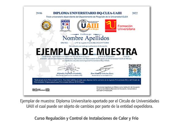 Diploma Universitario Regulación y Control de Instalaciones de Calor y Frío Formación Universitaria
