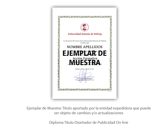 Diploma Título Diseñador-a de Publicidad On-line formacion universitaria